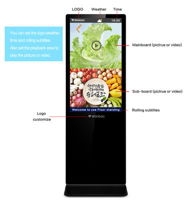 55 inç reklam totem seçeneği android sistemi için dokunmatik ekran lcd ekran ile açık